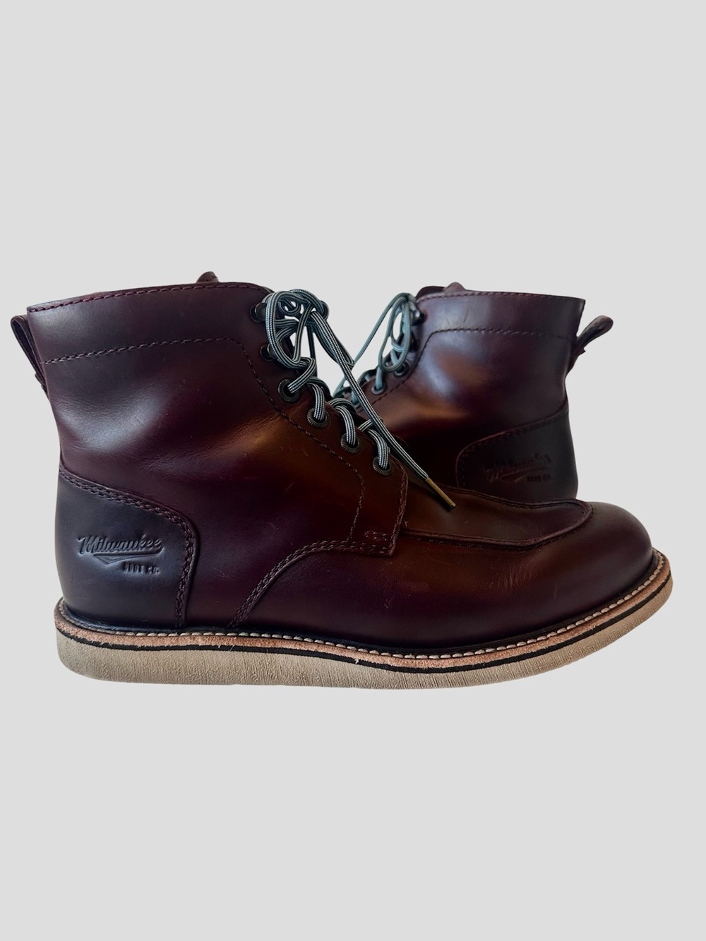 Milwaukee Bradford Mac Toe Leather Work Boots Oxblood Color 20105-603 Men's 13 M